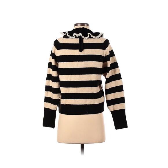 ZARA Tan Black Striped Combination Velvet Knit Sweater - S - Picture 2 of 2